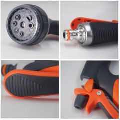 Boquilla rociadora de agua de 8 vías para jardín de metal,Boquilla de manguera de jardín de metal con 8 patrones