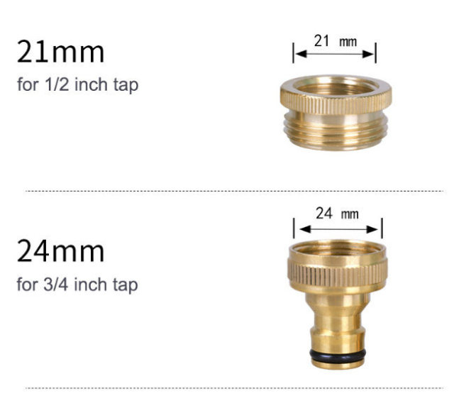 Brass 1/2 inch 3/4 inch garden hose tap connector,Brass 1/2“~3/4” garden hose adapter