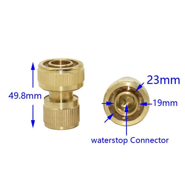 Messing 3/4 Zoll Gartenschlauch Schnellverbinder mit Wasserstopp,3/4" Messing-Schlauchschnellverbinder mit Anschlag