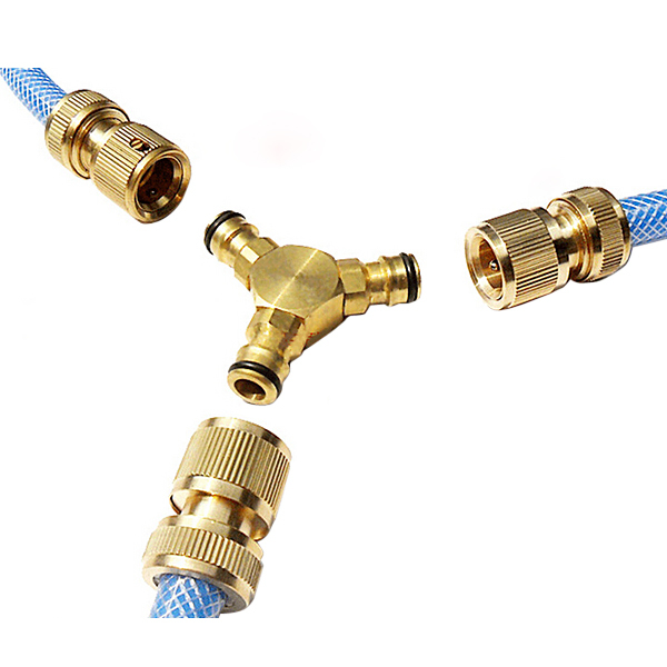 Conector de manguera de jardín de tres vías de latón,divisor de manguera de latón de 3 vías