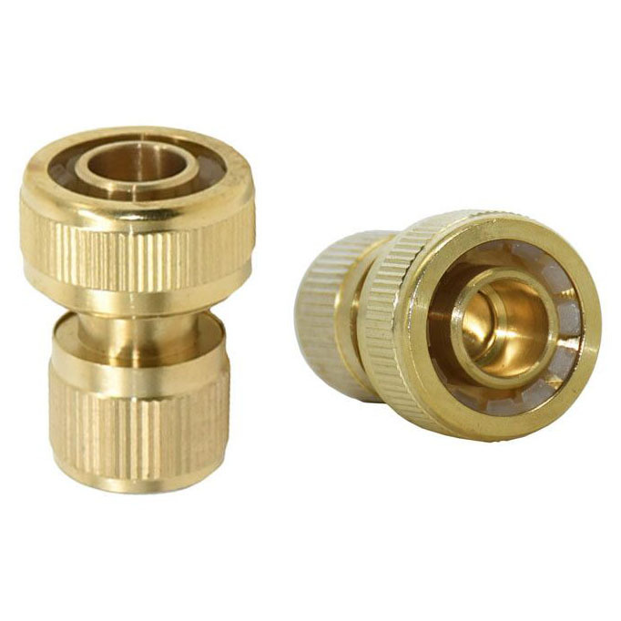 Messing 3/4 Zoll Gartenschlauch Schnellverbinder mit Wasserstopp,3/4" Messing-Schlauchschnellverbinder mit Anschlag