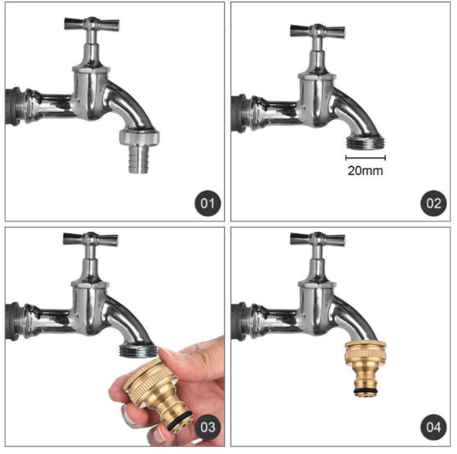 Brass 1/2 inch 3/4 inch garden hose tap connector,Brass 1/2“~3/4” garden hose adapter