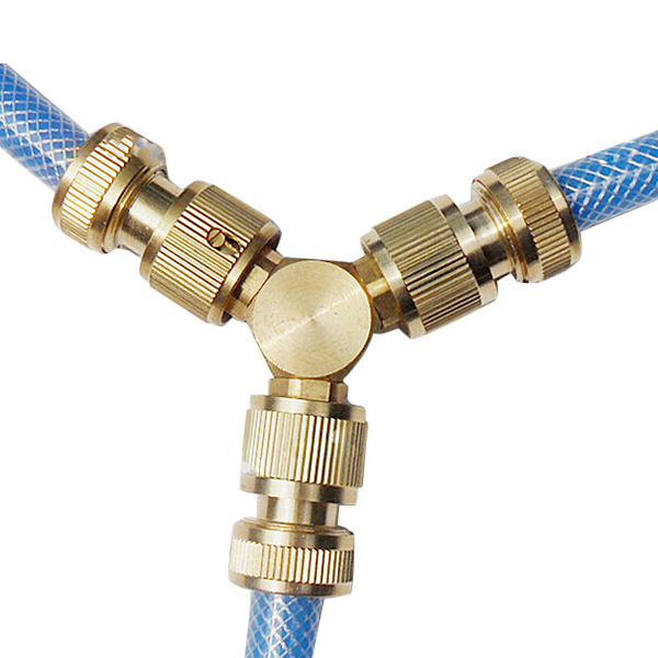 Conector de manguera de jardín de tres vías de latón,divisor de manguera de latón de 3 vías