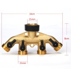 Garden 4 Way Water Hose Splitter,4 way brass manifold hose connector