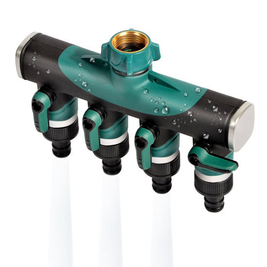 4-Wege-Verteiler für Gartenwasserschläuche,4-Wege-Gartenschlauchverteiler aus Metall