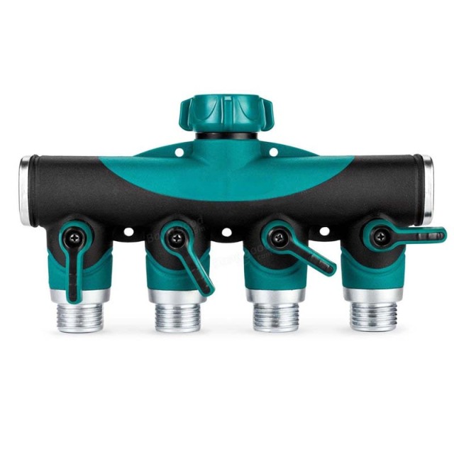 4-Wege-Verteiler für Gartenwasserschläuche,4-Wege-Gartenschlauchverteiler aus Metall