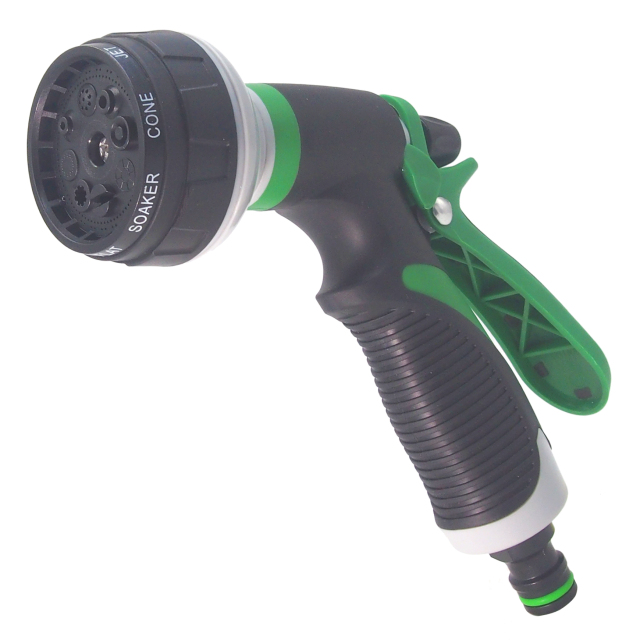 Plastic 8 pattern spray garden hose nozzle