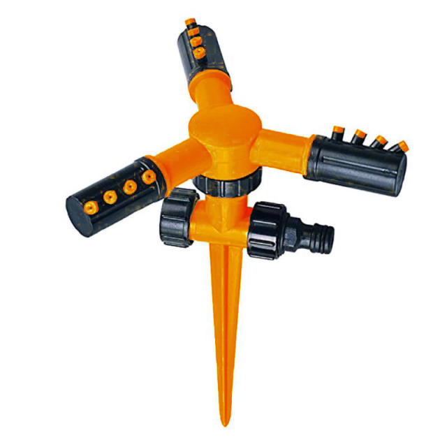 Aspersor rotativo de jardín de 3 brazos con pincho de plástico,Aspersor de agua de 3 brazos con pincho para jardín