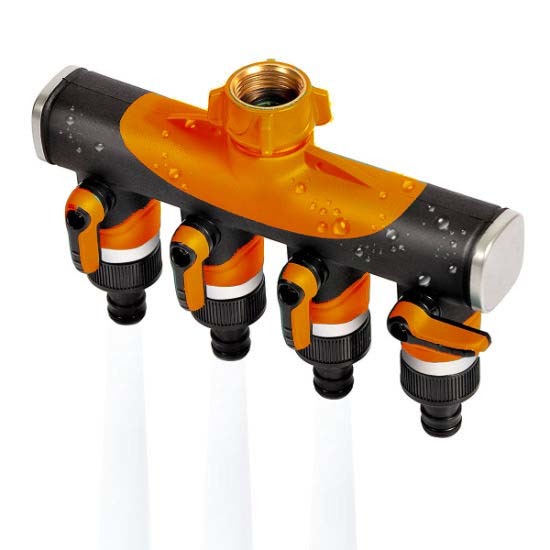 4-Wege-Verteiler für Gartenwasserschläuche,4-Wege-Gartenschlauchverteiler aus Metall