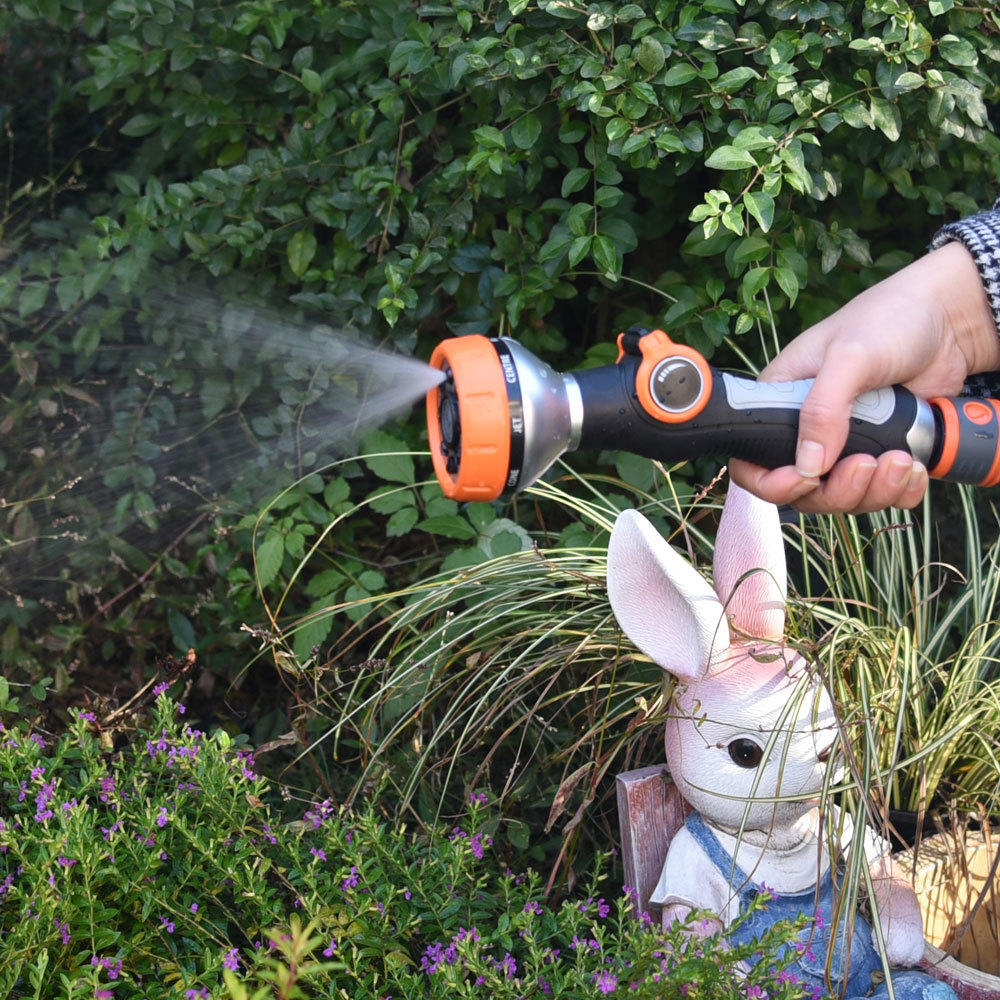 Multi-pattern garden water hose nozzle,Plastic 8-pattern thumb valve nozzle