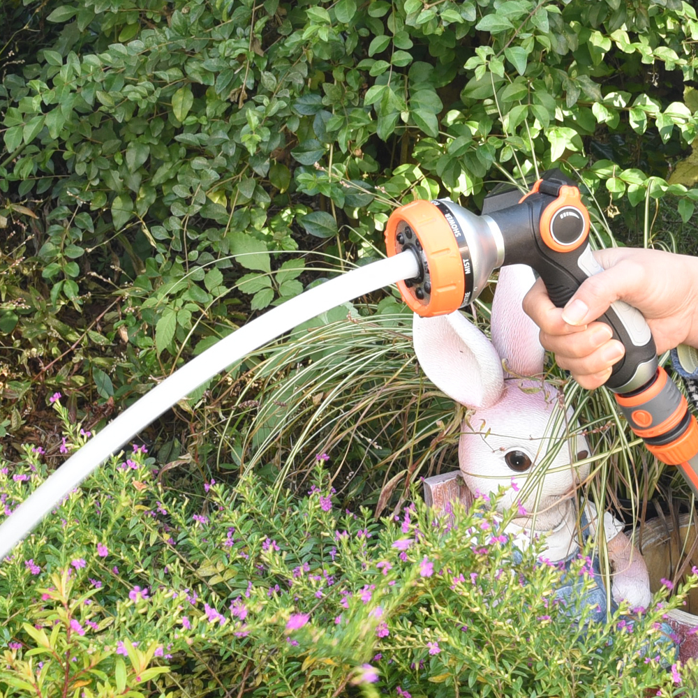 8 Pattern Thumb Valve Garden Water Spray Gun,Plastic high pressure garden hose nozzle