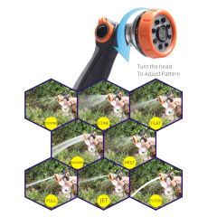 8 Pattern Thumb Valve Garden Water Spray Gun,Plastic high pressure garden hose nozzle