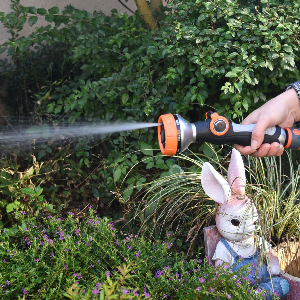 Multi-pattern garden water hose nozzle,Plastic 8-pattern thumb valve nozzle