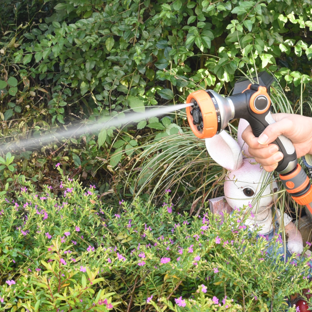 8 Pattern Thumb Valve Garden Water Spray Gun,Plastic high pressure garden hose nozzle