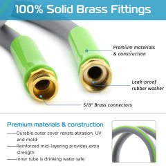 5/8"Graden-Wasser-Hochleistungsschlauch,5/8" Gartenwasser-Hochleistungsschlauch mit Messing-Schlauchanschluss und Knickschutz