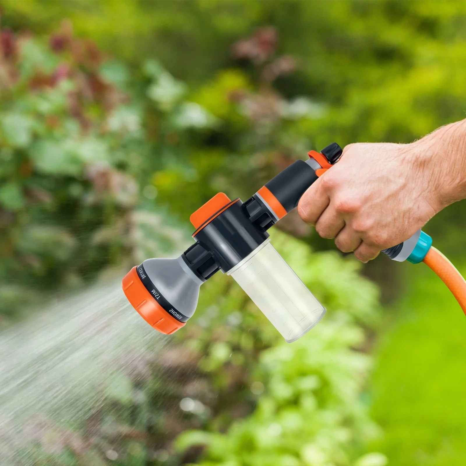 Pistola rociadora de agua y jabón de plástico para jardín con 8 patrones,Pistola rociadora de agua y jabón para jardín con 8 patrones