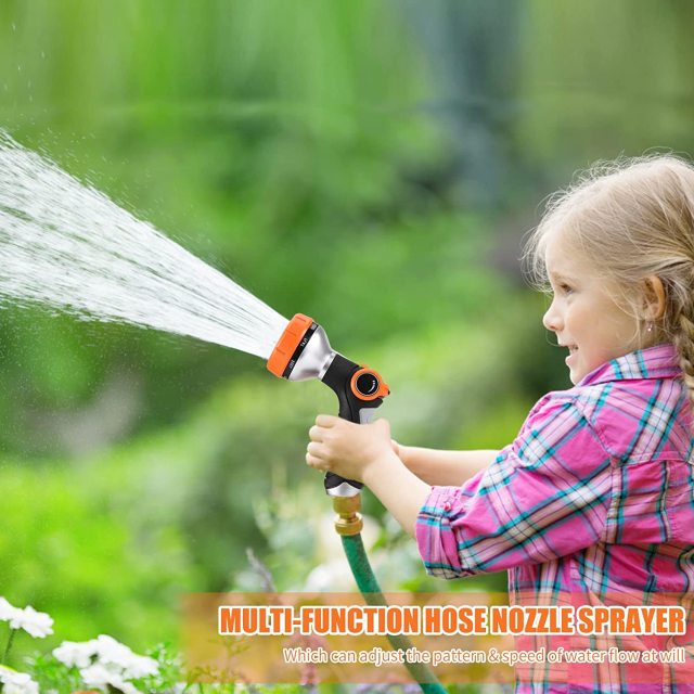 8 Pattern Thumb Valve Garden Water Spray Gun,Plastic high pressure garden hose nozzle