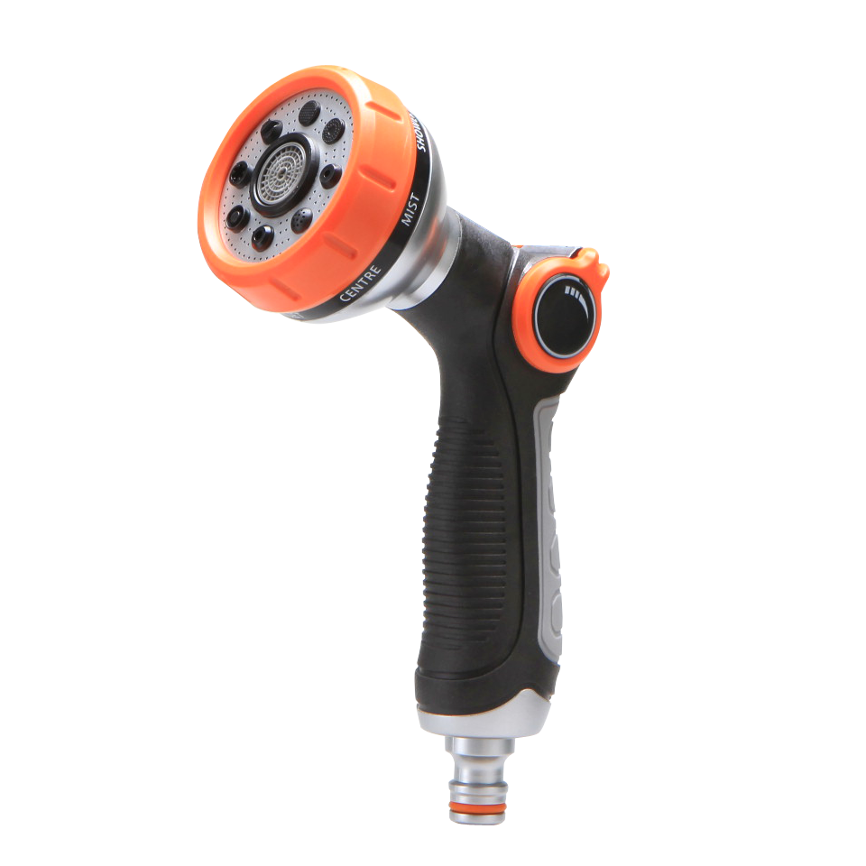 8 Pattern Thumb Valve Garden Water Spray Gun,Plastic high pressure garden hose nozzle
