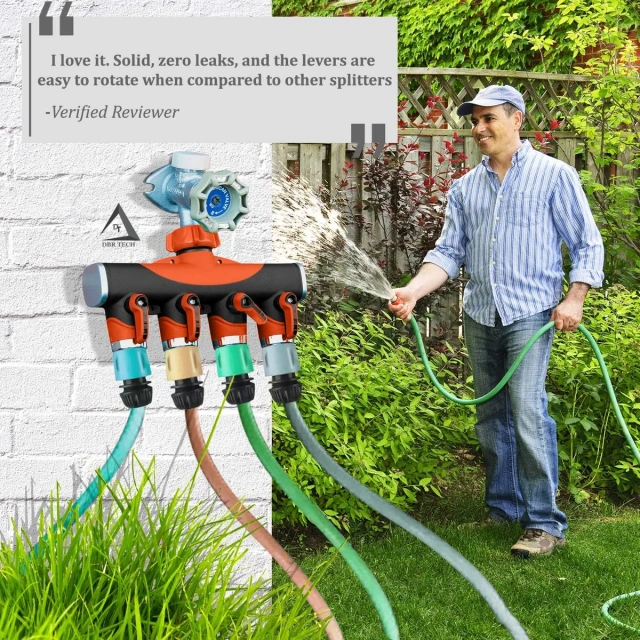 4-Wege-Verteiler für Gartenwasserschläuche,4-Wege-Gartenschlauchverteiler aus Metall