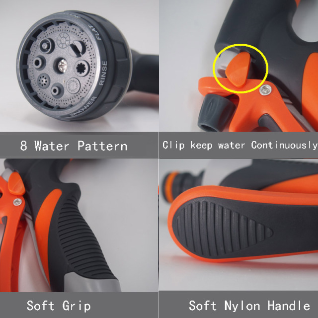 Plastic 8 Pattern Garden Water Hose Nozzle Set,8-Pattern Garden Water Spray Gun Set