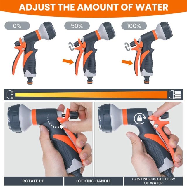 Plastic 8 Pattern Garden Water Hose Nozzle Set,8-Pattern Garden Water Spray Gun Set