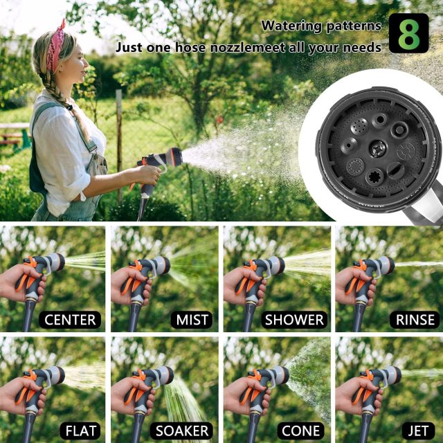 Plastic 8 Pattern Garden Water Hose Nozzle Set,8-Pattern Garden Water Spray Gun Set