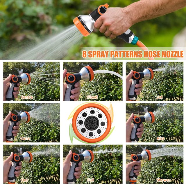 Garten-Wasserspritzpistole mit 8 Mustern und Daumenventil,Wasserdüse aus Kunststoff mit 8 Mustern und Daumensteuerung