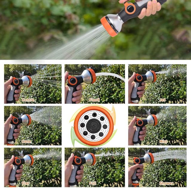 Multi-pattern garden water hose nozzle,Plastic 8-pattern thumb valve nozzle