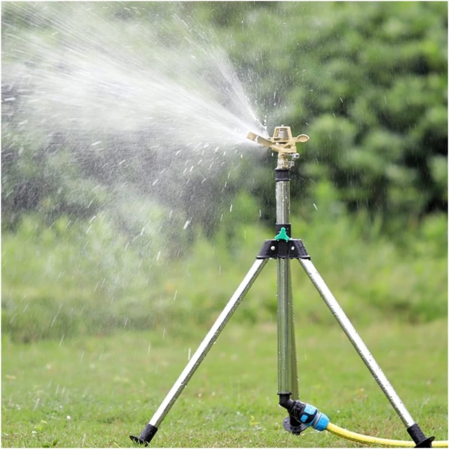 Metall-Dreibein-Garten-Wasser-Impulsregner,Gartensprinkler aus Metall mit Stativ