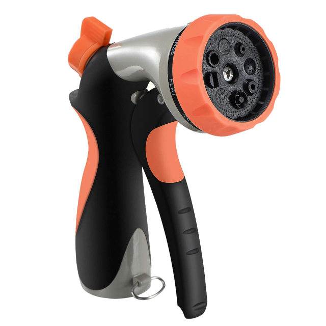 Boquilla rociadora de metal para jardín,Pistola rociadora de jardín de metal de 8 patrones