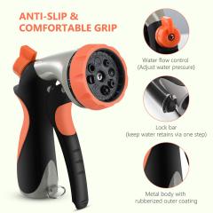 Boquilla rociadora de metal para jardín,Pistola rociadora de jardín de metal de 8 patrones