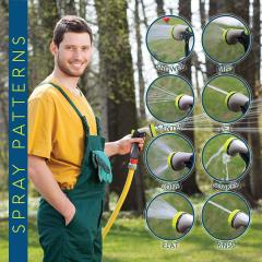 Boquilla rociadora de metal para jardín,Pistola rociadora de jardín de metal de 8 patrones