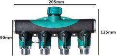 プラスチック製ガーデンウォーター4ウェイホーススプリッター,ガーデンホース 4ウェイスプリッター
