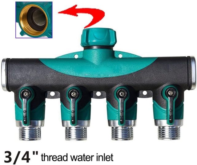 プラスチック製ガーデンウォーター4ウェイホーススプリッター,ガーデンホース 4ウェイスプリッター