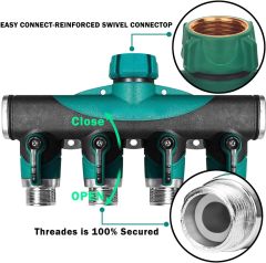 プラスチック製ガーデンウォーター4ウェイホーススプリッター,ガーデンホース 4ウェイスプリッター
