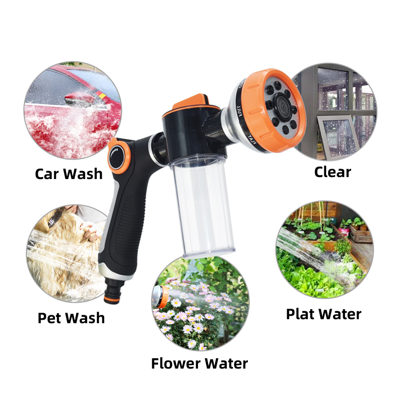 Boquilla de plástico para pulverizar agua y jabón en el jardín con 8 patrones,Boquilla de plástico para pulverizar agua y jabón en el jardín con 8 patrones