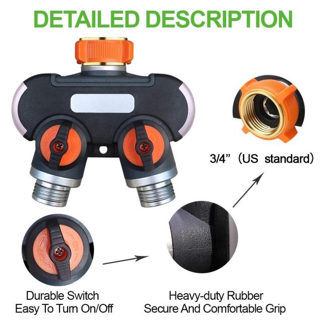 2 Way Garden Hose Splitter | Leak-Proof Water Hose Connector,2 Way Garden Hose Splitter | Leak-Proof Water Hose Connector