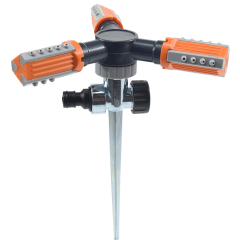 360度ガーデンウォーターロータリースプリンクラー,3アーム回転式スプリンクラー（金属スパイク付き）｜360°灌漑