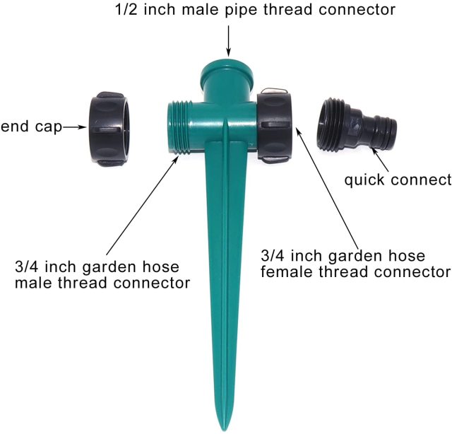 360° 3アーム回転式ガーデンスプリンクラー（金属スパイク付き）芝生・庭の灌漑に,3アーム回転式ガーデンスプリンクラー（金属スパイク付き）｜360°灌漑