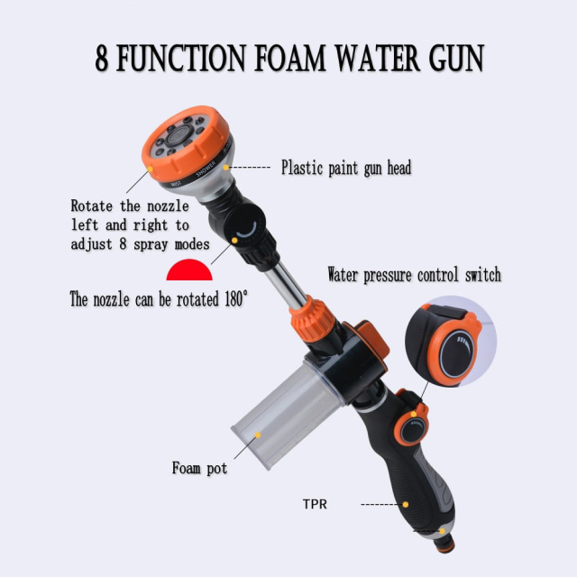 プラスチック製8パターンガーデンスプレーガン（石鹸付き）,プラスチック製8パターンガーデンスプレーガン（石鹸付き）