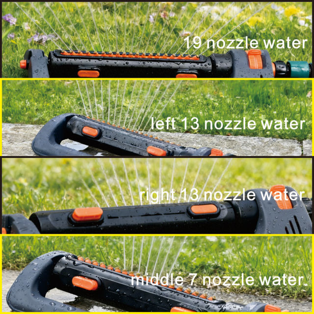 Oszillierender Rasensprenger mit 19 Düsen für Rasen und Garten,Oszillierender Gartensprenger mit 19 Düsen – Große Wasserabdeckung
