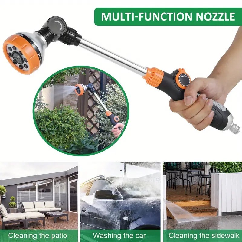 BB-6102U Gartenschlauch-Sprühstab mit 8 Sprühmustern – 43 cm verstellbarer Kunststoff-Sprühstab,Gartenschlauch-Sprühdüse mit 8 Sprühmustern | Verstellbare Sprühdüse
