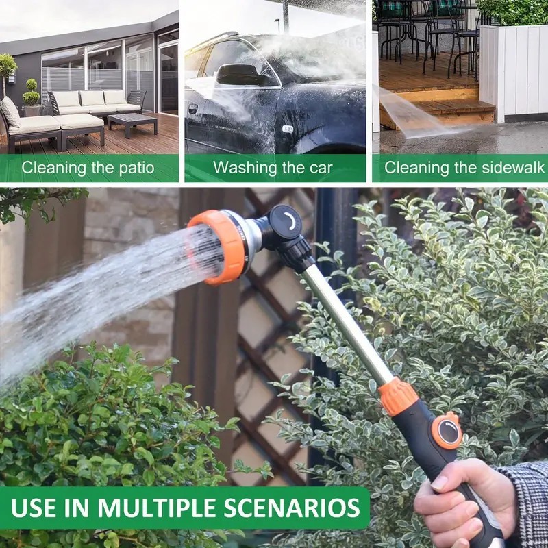BB-6102U Gartenschlauch-Sprühstab mit 8 Sprühmustern – 43 cm verstellbarer Kunststoff-Sprühstab,Gartenschlauch-Sprühdüse mit 8 Sprühmustern | Verstellbare Sprühdüse