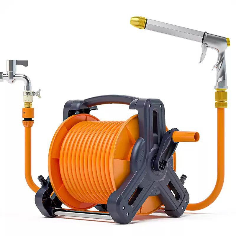 Heavy-Duty Portable Garden Hose Reel – Easy Storage for Outdoor Watering,Portable Garden Hose Reel | Heavy-Duty Orange Hose Storage Reel for Yard & Garden