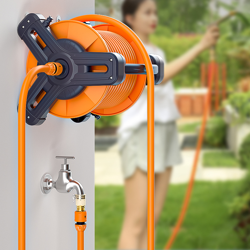 Heavy-Duty Portable Garden Hose Reel – Easy Storage for Outdoor Watering,Portable Garden Hose Reel | Heavy-Duty Orange Hose Storage Reel for Yard & Garden