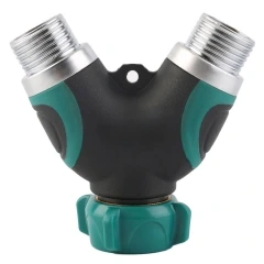プラスチック製2ウェイガーデンウォーターホーススプリッター,2方向ガーデンホース分岐器、3/4インチ漏れ防止蛇口アダプター（バルブ付き）