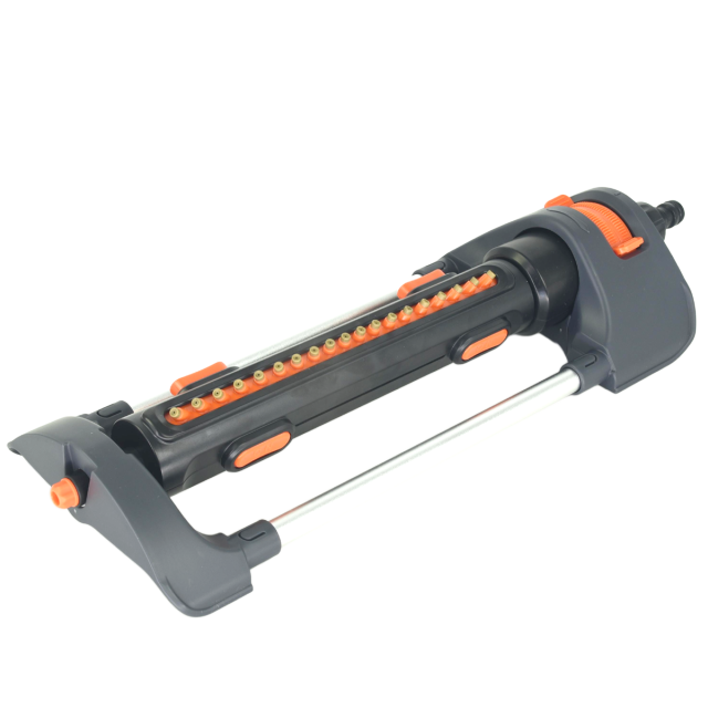 Adjustable Oscillating Sprinkler with 19 plastic Nozzles – 3600 Sq Ft Coverage, Heavy Duty Garden Lawn Water Sprinkler for Large Yard, Adjustable Spray Pattern, Leak-Proof Quick Connect, Grey/Orange,Adjustable Oscillating Sprinkler | 3600 Sq Ft Lawn Water Sprinkler