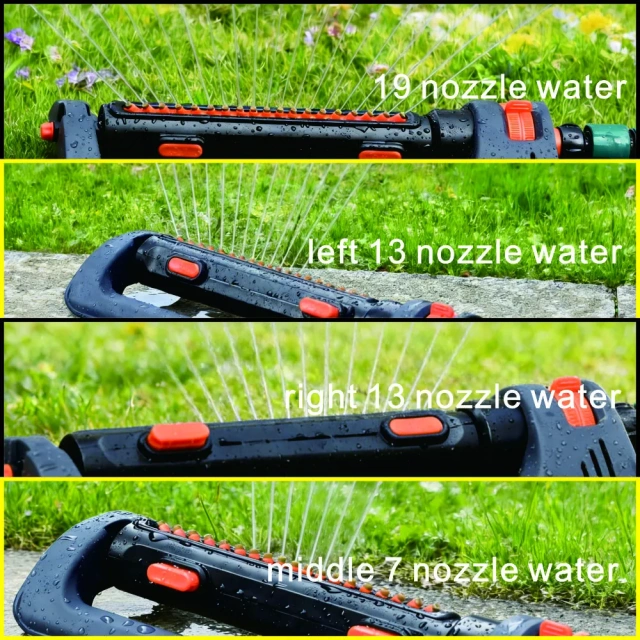 Arroseur oscillant à 19 buses pour pelouse et jardin,Arroseur de jardin oscillant à 19 buses – Large couverture