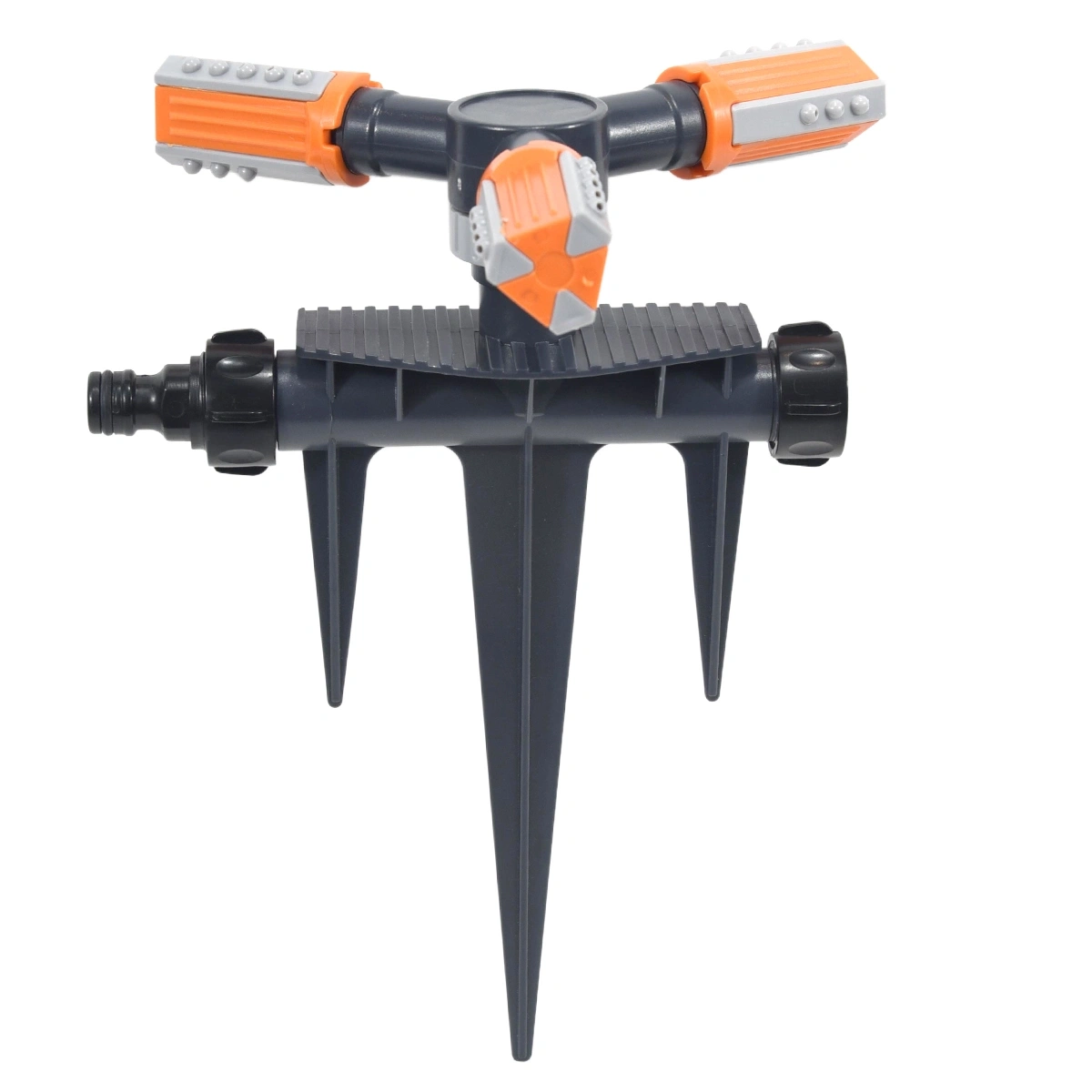 Plastic 3-Arm Garden lawn sprinker,3-Arm Rotary Lawn Sprinkler with 3-Foot ABS Spike | Adjustable 3/4/5 Hole Nozzle — BB-3113B