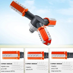 Plastic 3-Arm Garden lawn sprinker,3-Arm Rotary Lawn Sprinkler with 3-Foot ABS Spike | Adjustable 3/4/5 Hole Nozzle — BB-3113B